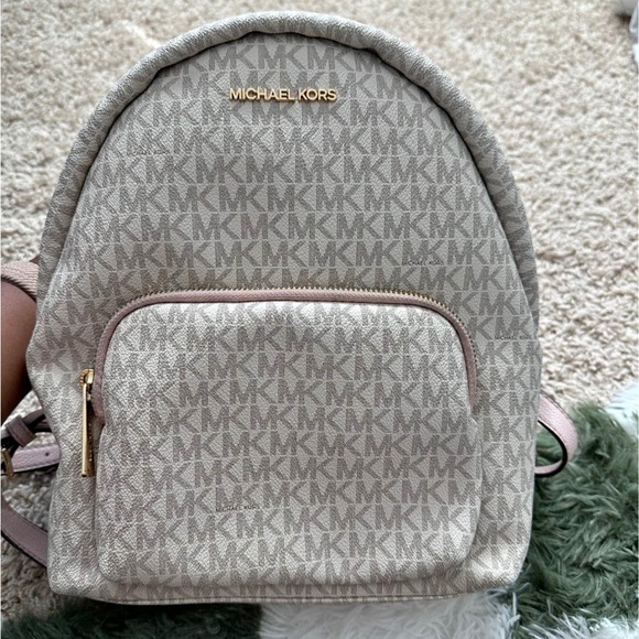 Michael Kors Light Tan Logo Backpack - Picture 1 of 2